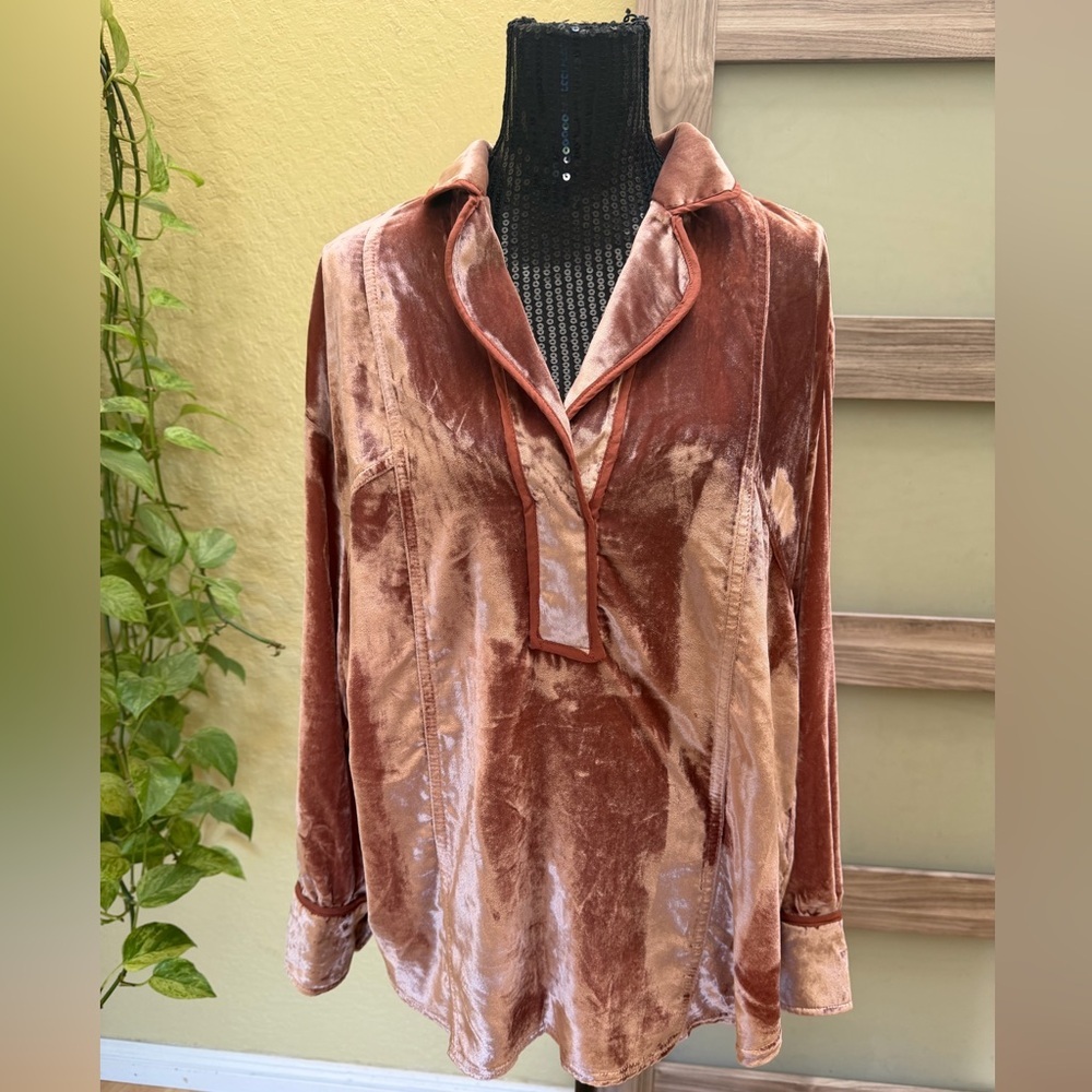 We The Free Women's Luxy Velvet Boho Blouse Size S